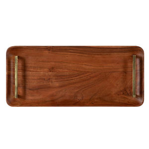 Forme étroite avec poignée en métal ensemble bois naturel rectangulaire fête de la nourriture plateau de service en bois plateau de service de luxe en bois - Product Image 6