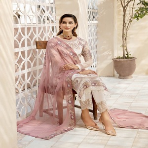 Venta de Eid, vestidos de trabajo bordados pesados indios y paquistaníes, Saari de tres piezas Salwar Kameez pakistaní e indio para mujer - Product Image 3