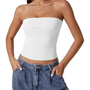 Vente en gros T-shirt court pour femmes débardeur sans couture Streetwear tricot côtelé extensible sans manches décontracté débardeur stock - Product Image 5
