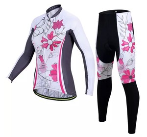Conjunto de Jersey de ciclismo personalizado de alta calidad para mujer, manga larga ajustada con pantalones de Gel acolchados para montar en otoño - Product Image 5