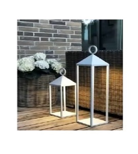 Juego de 3 faroles de metal cuadrados vintage, FAROL DE VELA Pilar ecológico para Pascua, boda, decorativo, interior, exterior, de pie - Product Image 1