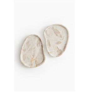 ถาดเสิร์ฟอาหารใช้ในบ้านสุดสร้างสรรค์ถาดเสิร์ฟอาหารหินอ่อนทรงรีขนาดใหญ่พร้อมที่จับอลูมิเนียม - Product Image 2