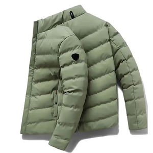 2025 New Arrival <b>Men's</b> Customizable Puffer <b>Jackets</b> Solid Color Full Zip up with Hooded Collar Canvas Material for Winter Wear - Product Image 5