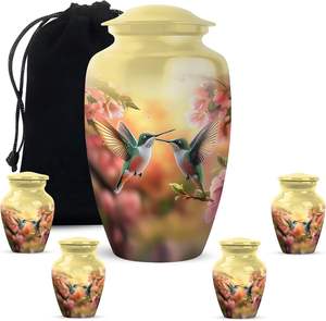 Urna de cremación de metal personalizable grande hecha a mano moderna urna funeraria con estampado de pájaro y tarro precio al por mayor - Product Image 2
