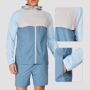 Ensemble court à capuche en satin thermique polyester de haute qualité, coupe-vent d'été, grandes tailles, nouvelle arrivée, couleur contrastée personnalisée, sport - Product Image 5