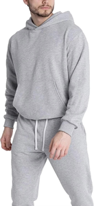 Custom Men's 100% Cotton Streetwear Sweatsuit Set 2-Piece <b>Oversized</b> Hoodie <b>Jogger</b> Tracksuit Drop Shoulder Baggy Breathable Solid - Product Image 2