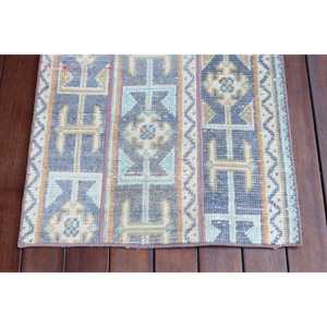 Alfombra Vintage de 2x3.9 pies, Alfombra Turca, Alfombra de Lana con Diseño Floral Azul - Product Image 5