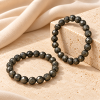 Bracelet de perles facettées en chalcopyrite, style cristal métallique foncé, bijou extensible pour poignet, pour femmes et hommes, cadeau, vente en gros, commandes personnalisées