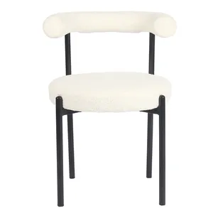 Cadeira de jantar de pelúcia para companheiro de design moderno com pernas de metal KD revestidas em pó em tecido de veludo para sala de estar ADONIS