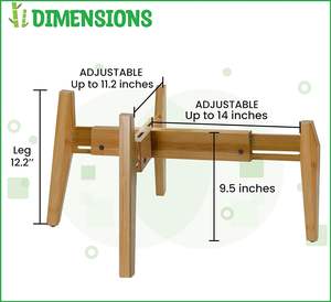 <b>Dog</b> Water <b>Bowl</b> Dispenser <b>Stand</b> - Adjustable Width, Holds Pet Food and Water Dispensers - Bamboo <b>Stand</b> Only - Product Image 5