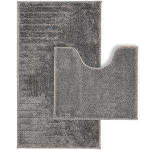 Juego de alfombrillas de baño abstractas Joy Gray, alfombra lavable antideslizante, 57x100 + 57x50 cm - Product Image 2
