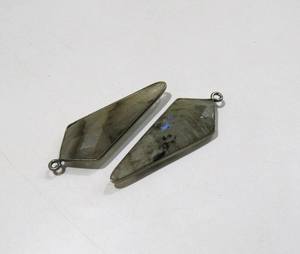 2 uds., labradorita Natural Briolette facetado 15x35mm, dijes de punta de flecha, conector colgante, bisel de bucle único, Conector de piedras preciosas - Product Image 4
