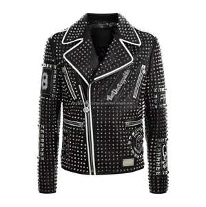 Chaqueta Punk de Cuero Roja con Tachuelas Personalizada 2025 para Hombre, Chaqueta de Combate, Prenda Exterior Audaz y Elegante para un Estilo Distintivo - Product Image 6