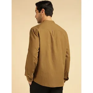 Amanush <b>Mens</b> Solid Mandarin Collar Cotton Casual <b>Shirt</b> Full Sleeve Breathable Poplin Fabric Spring Style <b>Mens</b> Wear <b>Shirts</b> - Product Image 4