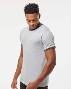 Camiseta deportiva de cuello redondo de Jersey fino para hombre Tultex, camiseta de manga corta de algodón con timbre en contraste, comodidad y estilo óptimos - Product Image 1