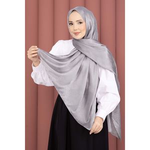ผ้าคลุมไหล่ลายทางแบบแจ็คการ์ด สีเทา ผลิตจากโพลีเอสเตอร์ สำหรับชาวมุสลิม - Product Image 1