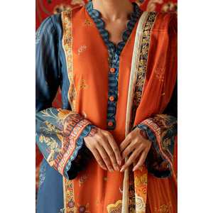 Ensemble de 3 pièces non cousues pour femmes, imprimé, en tissu lawn, collection SD-52015 - Product Image 5