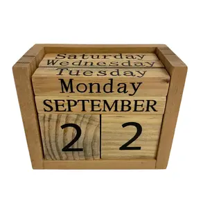 Block kalender für Schreibtisch Holz rustikale Dekor 2023 und ewiges Büro zubehör Datum Tag Woche Monat für Lehrer Studenten