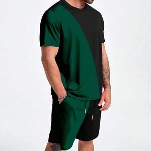 Conjunto corto de 2 piezas de algodón 100% para hombre con tira lateral Conjuntos de pantalones cortos de verano para hombre con diseño de logotipo personalizado con estampado de logotipo personalizado - Product Image 5