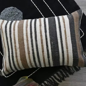 Boho luxe 18x18in coton bio tissé frange motif jeter oreiller maison hôtel décoratif canapé chambre Jute Textiles de maison - Product Image 1