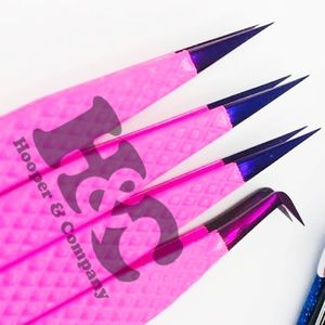 Nouveauté : Pince à épiler pour cils en diamant, en acier inoxydable durable, rose vif, pour extensions de cils en volume - Product Image 4