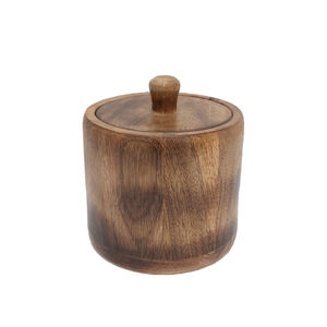 High Quality Natural Wooden Round Shaped <b>Storage</b> <b>Box</b> <b>With</b> <b>Lid</b> Classic Design Kitchenware <b>Storage</b> Canister Handmade - Product Image 2