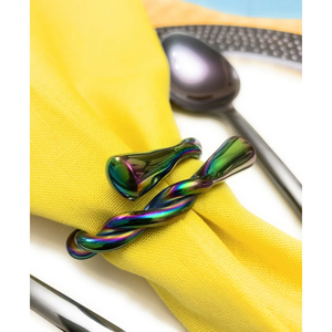 2025 fer métal rond de serviette avec feuille Design émail fini porte-serviettes pour les dîners stockés vaisselle décoration - Product Image 5