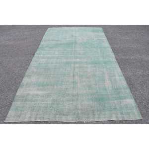 Alfombra Turca de 5.5x10.1 pies, Alfombra Grande Vintage, Alfombra Abstracta Verde y Blanca - Product Image 5