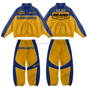 Conjunto Deportivo Personalizado de Chaqueta y Pantalones Cortavientos de Nailon con Cierre para Hombre, Resistente al Viento, para Entrenamiento - Product Image 3