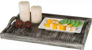 Bandeja de Servicio Rectangular de Madera de Pino de Diseño de la Mejor Calidad, Bandeja de Servicio Moderna Rectangular Decorativa para Café - Product Image 6