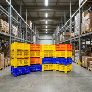 Heavy Duty Foldable Stackable HDPE Plastic Egg <b>Crate</b> Nestable Ventilated Storage Bin for Transport and Logistics - Product Image 1
