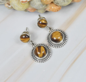 Pendientes de Plata de Ley 925 con Piedra de Ojo de Tigre, Diseño Nuevo, Joyería Artesanal de Diseñador, Piedra de Nacimiento de Julio, Regalo para Mujer - Product Image 2