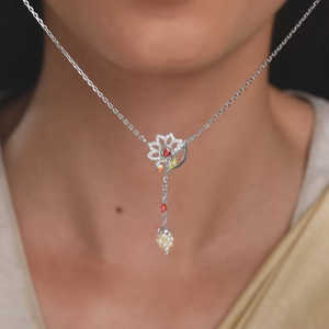 <b>Silver</b> Bhavani Necklace with Rhodium Plating Trendy Geometric Link <b>Chain</b> Featuring Diamond and Pearl <b>for</b> Parties or Gifts - Product Image 3