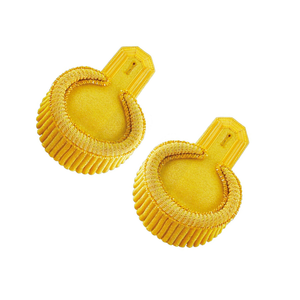 Hombreras Ceremoniales Hechas a Mano para Desfile, con Luna Dorada, Flecos Espirales Pesados, Cuero, Algodón, Poliéster, Color Rojo Dorado - Product Image 5