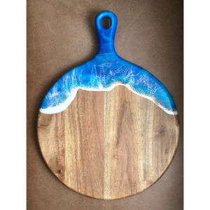 Tabla de Servir Redonda Moderna de Madera de Acacia, Tabla de Quesos y Charcutería con Diseño Floral Australiano Pintado a Mano, Plato para Cocina y Hogar - Product Image 5