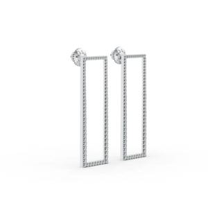 Pendientes Colgantes Geométricos con Diamantes Redondos de 2.459CT en Plata de Ley 925 Sólida con Engaste Pavé - Product Image 2