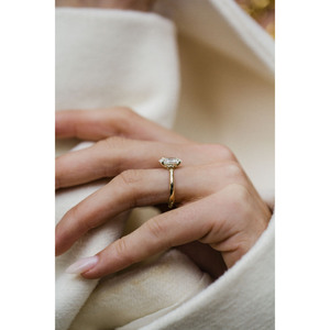 Diamant naturel certifié, taille ovale, or jaune 14 carats, couleur F, clarté VVS2, 2 mm, alliance solitaire classique, pour femme - Product Image 2
