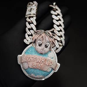 Custom Design 3D Baguette 925 Sterling Silver Iced <b>VVS</b> Moissanite <b>Diamond</b> Pendant with Hip Hop <b>Chains</b> Men's Jewelry Charms - Product Image 3