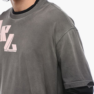 100% coton Street Wear graphique Boxy gaufre Hip Hop haute qualité pour hommes Double couche surdimensionné à manches longues T-shirt surdimensionné - Product Image 5