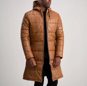 Abrigo Largo de Cuero para Hombre de la Mejor Calidad, Nuevo Diseño, Cómodo, con Cuello Alto, Impermeable, Transpirable, Abrigo de Invierno para Adultos - Product Image 1