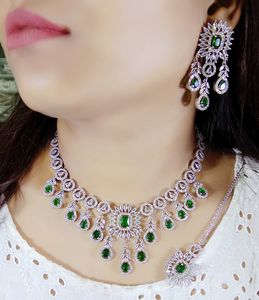 Bijoux indiens ensemble de haute qualité pour mariage fête fiançailles cadeau AD collier avec boucles d'oreilles bijoux tendance - Product Image 1