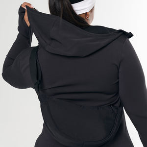 Respirant personnalisé noir goutte épaule femmes pêches à capuche anti-rides et respirant sweats à capuche femmes sweats à capuche zippés - Product Image 1