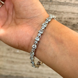 Wholesale Fine Jewelry March Birthstone Natural Aquamarine Gemstone Bracelet Heart Shape Rhodium for Party Gift <b>Top</b> Seller - Product Image 2