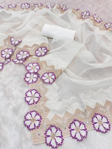 ชุดส่าหรีสีชมพูผ้าโปร่งบางปักลายสวยงามสำหรับผู้หญิงเสื้อแฟนซีงานชนเผ่าปาร์ตี้งานแต่งงาน - Product Image 2