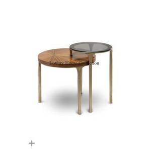 Forme d'étoile en bois fait nidification et table d'appoint taille minimaliste couleur marron salon conte buvable décoration de la maison et de l'hôtel - Product Image 4