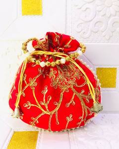 กระเป๋า potli สำหรับสุภาพสตรีปักลายแบบพรีเมี่ยม, กระเป๋า potli สำหรับผู้หญิงกระเป๋าใส่ของขวัญคืนกระเป๋า potli แบบดั้งเดิม - Product Image 3