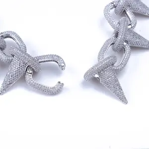 Colgante de Hueso con Púas Trippie Redd al por Mayor, Joyería Hip Hop de Latón Chapado en Oro y Plata con Circonita Cúbica, Gargantilla Punk con Remaches B2B - Product Image 2