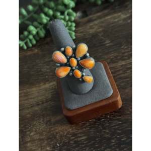 Travis Jim <b>Adjustable</b> Dragonfly Cluster <b>Ring</b> Spiny Oyster & Sterling Silver for Gift Occasions - Product Image 4