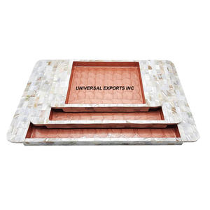 Plateau de service rond en nacre Nouveau plateau de chocolat élégant et élégant fait à la main avec une belle qualité décorative écologique - Product Image 5