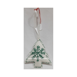 Forme d'arbre fait à la main nouveau Zari broderie arbre de noël suspendu ornement tissu matériel blanc couleur utiliser décor de Festival de noël - Product Image 1